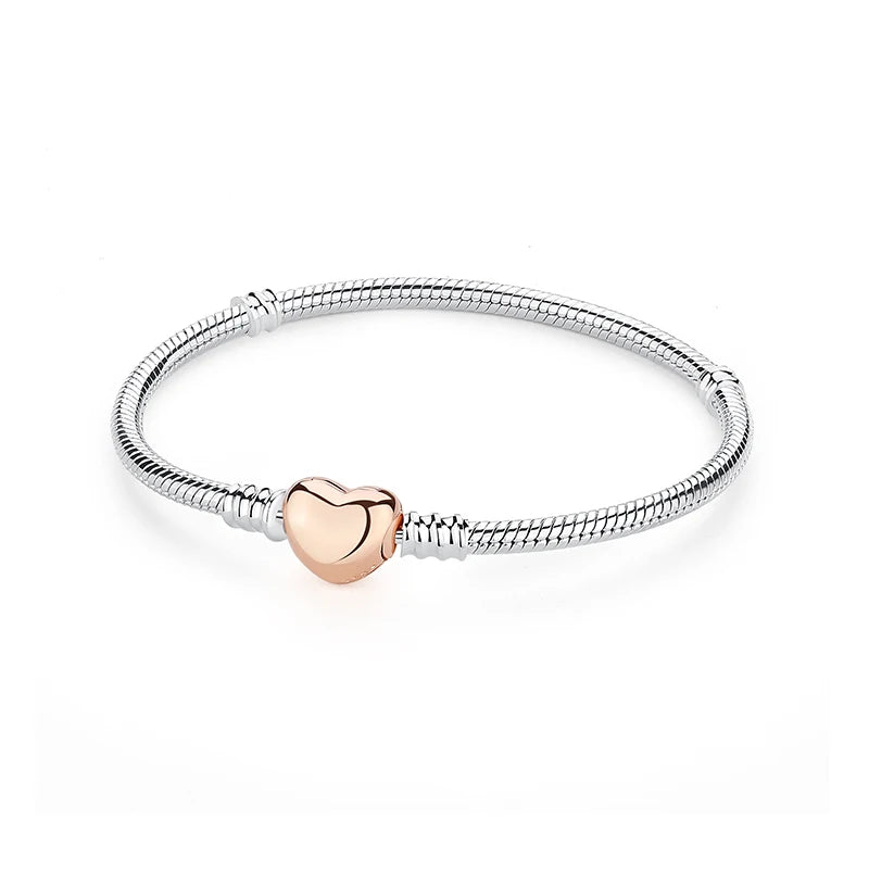 Bracelet jonc en argent 925 avec breloque cœur — Élégance intemporelle