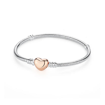 Bracelet jonc en argent 925 avec breloque cœur — Élégance intemporelle