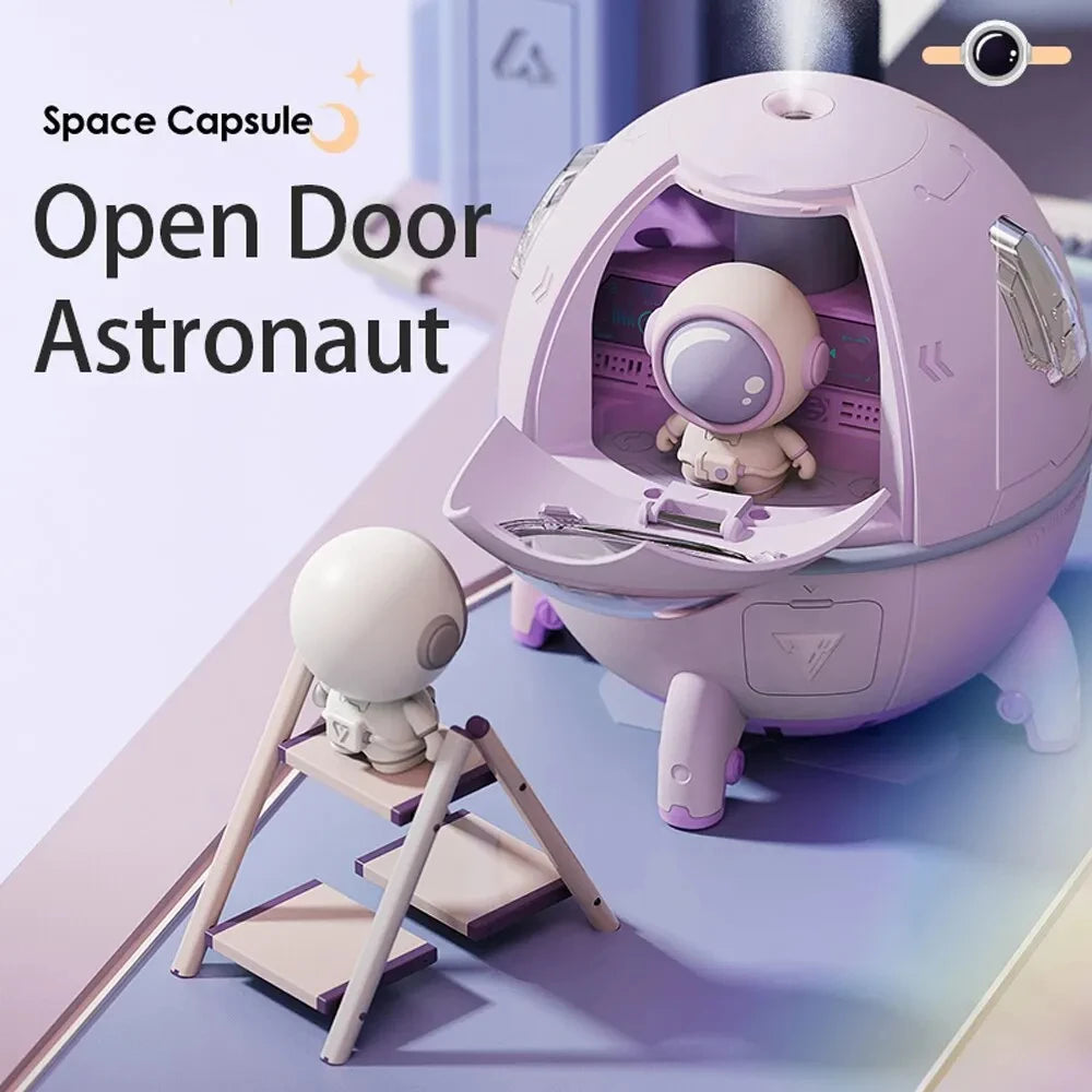 Humidificateur astronaute – Ambiance relaxante avec lumière LED.