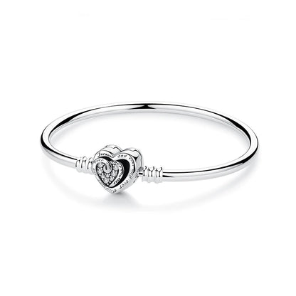 Bracelet jonc en argent 925 avec breloque cœur — Élégance intemporelle