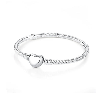 Bracelet jonc en argent 925 avec breloque cœur — Élégance intemporelle