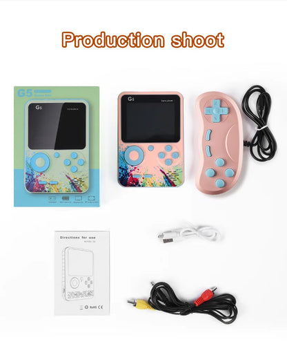 Console de jeux portable G5 avec 500 jeux rétro classiques, écran 3 pouces, manette de jeu portable, batterie rechargeable 1020 mAh, cadeau idéal pour les fêtes