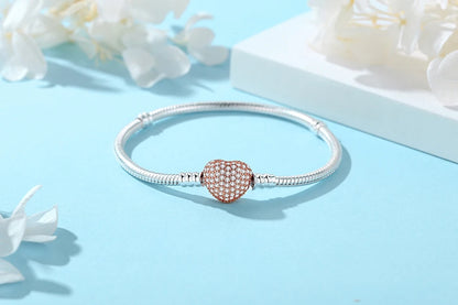 Bracelet jonc en argent 925 avec breloque cœur — Élégance intemporelle