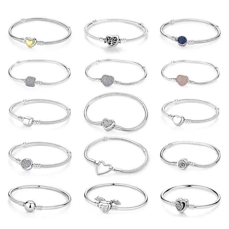 Bracelet jonc en argent 925 avec breloque cœur — Élégance intemporelle