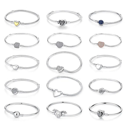 Bracelet jonc en argent 925 avec breloque cœur — Élégance intemporelle