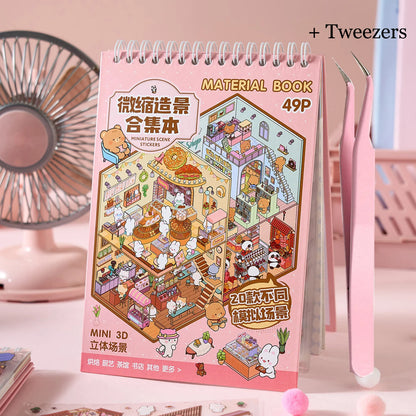 Livre d’autocollants miniatures Sunny Town — 49 pièces créatives Mr Paper
