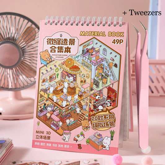 Livre d’autocollants miniatures Sunny Town — 49 pièces créatives Mr Paper