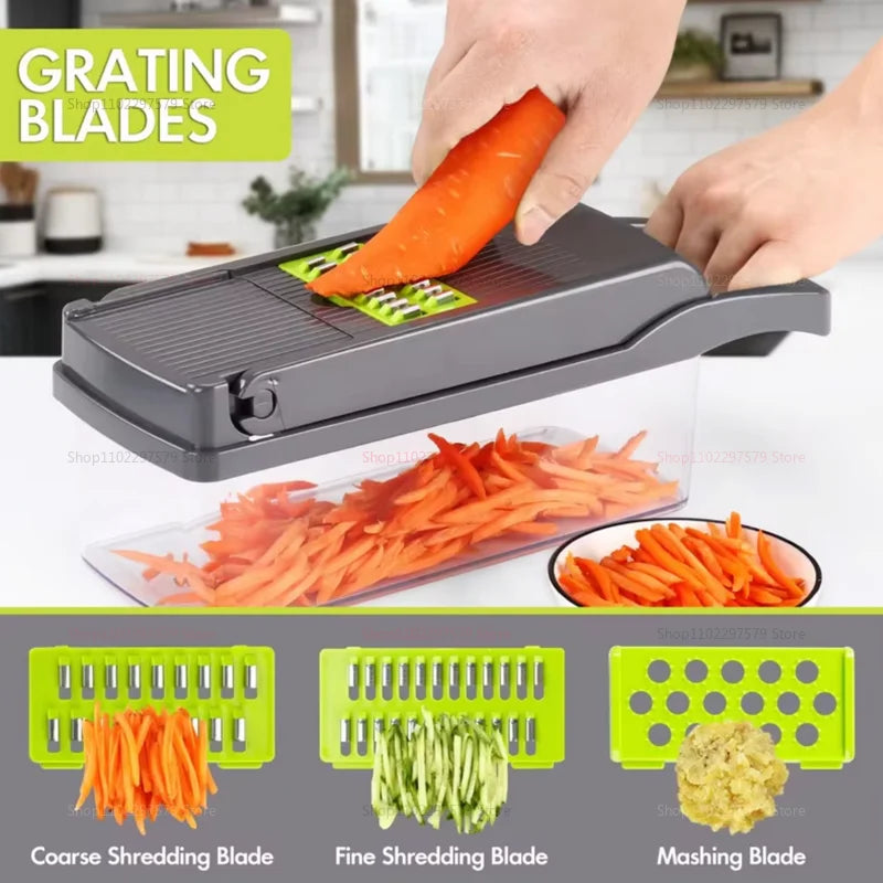 Hachoir de cuisine portable multifonctionnel, râpe à légumes, trancheuse, râpe à pommes de terre et carottes, robot culinaire pour fruits et légumes