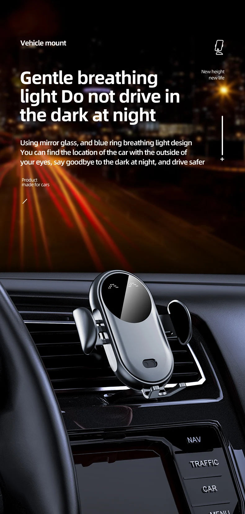 Support téléphone voiture avec chargeur sans fil — Fixation automatique intelligente 🚗