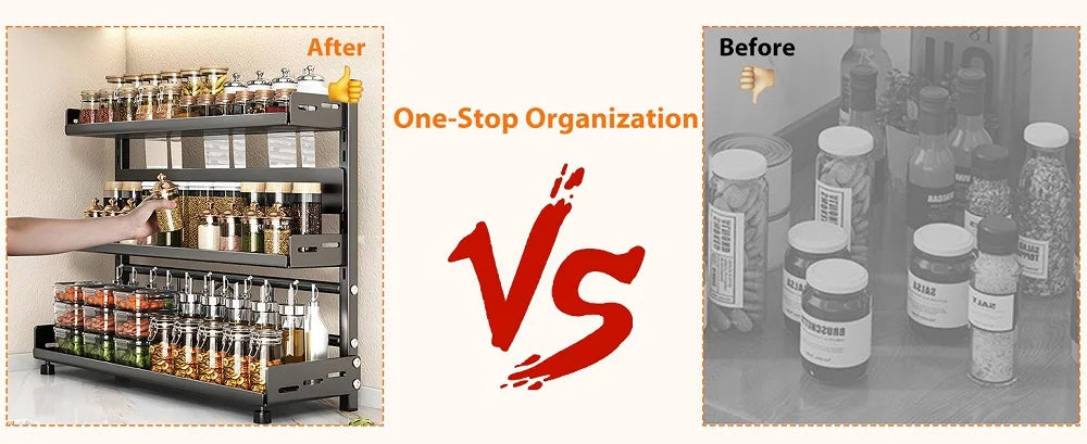 Organisateur à épices modulable — Étagère de rangement cuisine compacte et réglable