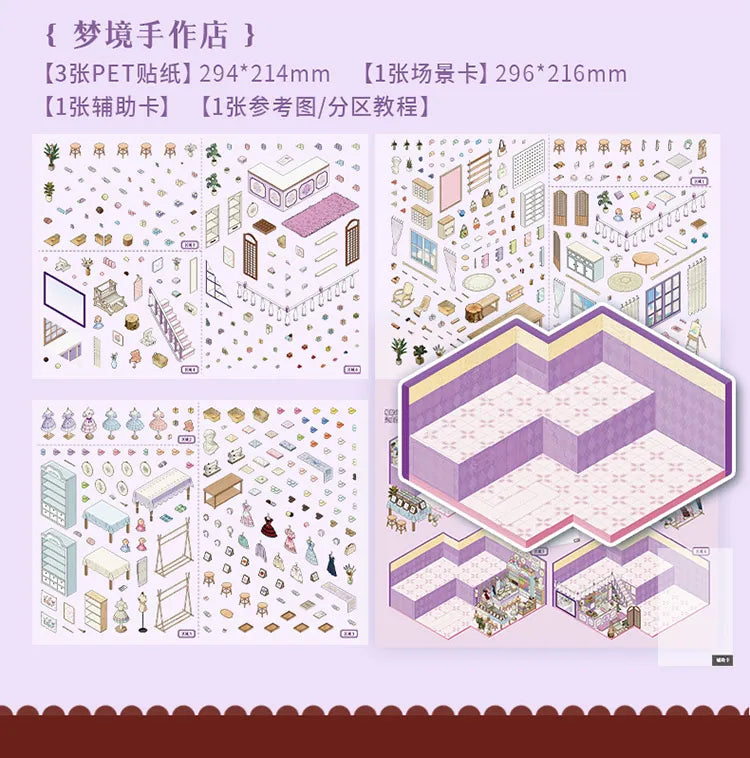 Stickers scène miniature 3D — Kit créatif décoratif DIY
