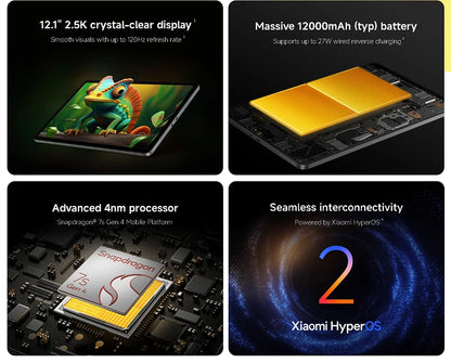 Xiaomi Redmi Pad 2 Pro Version Globale, écran 12,1" 2,5K haute définition, batterie 12 000 mAh, charge rapide 33 W, processeur Snapdragon 7s Gen 4.
