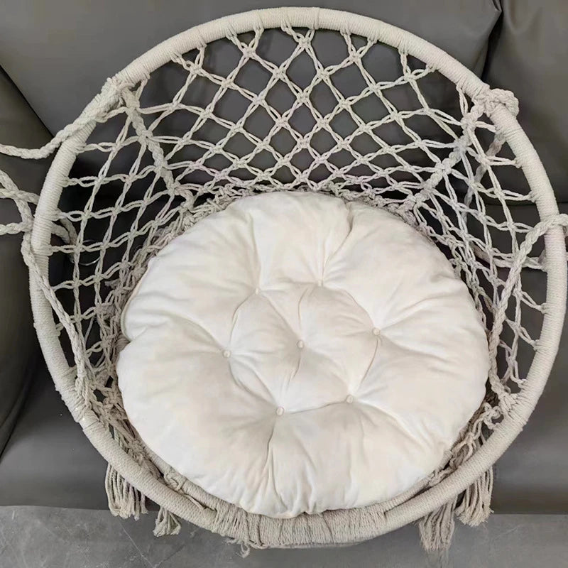 Fauteuil suspendu hamac, fauteuil suspendu en corde de coton avec coussin et kit de fixation, fauteuil suspendu.