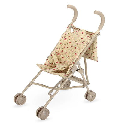 Poussette pliable de haute qualité pour poupée avec motif de fleurs.