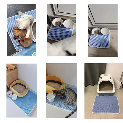 Tapis de litière double couche pour chat — Étanche, antidérapant et facile à nettoyer