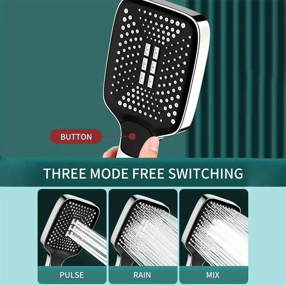 Pommeau de Douche 3 Modes – Pression Maximale, Éco & Relaxation, Accessoires Inclus