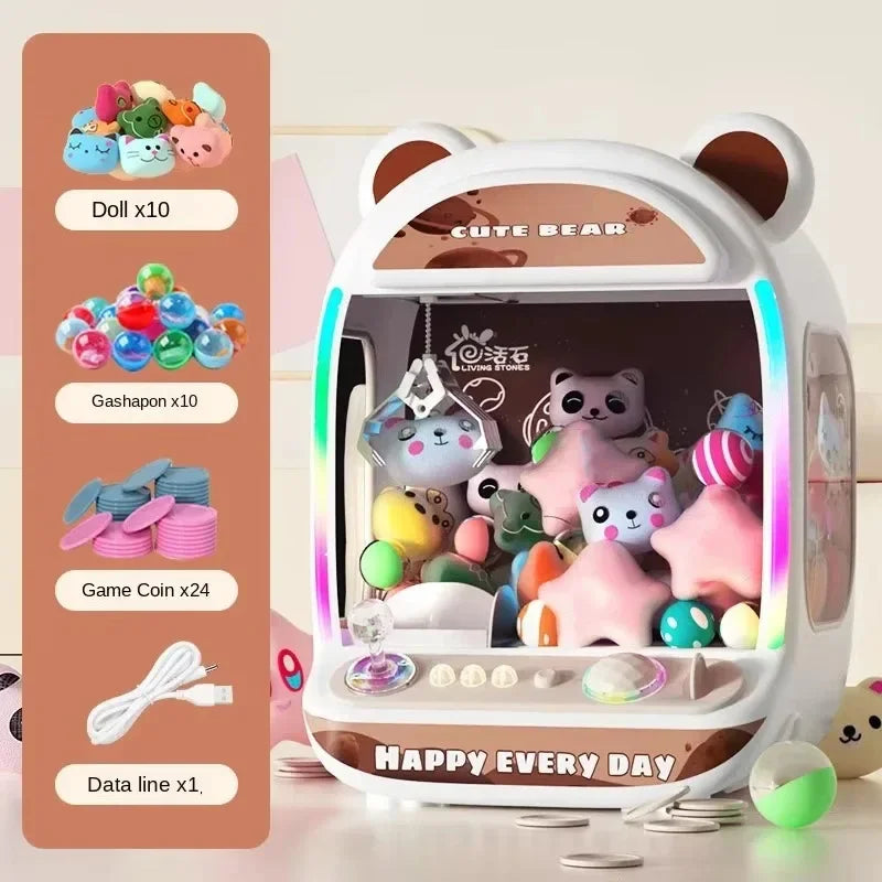 Machine à poupées automatique à monter soi-même, jeu de société pour enfants à pièces, mini-grue musicale, cadeau de Noël