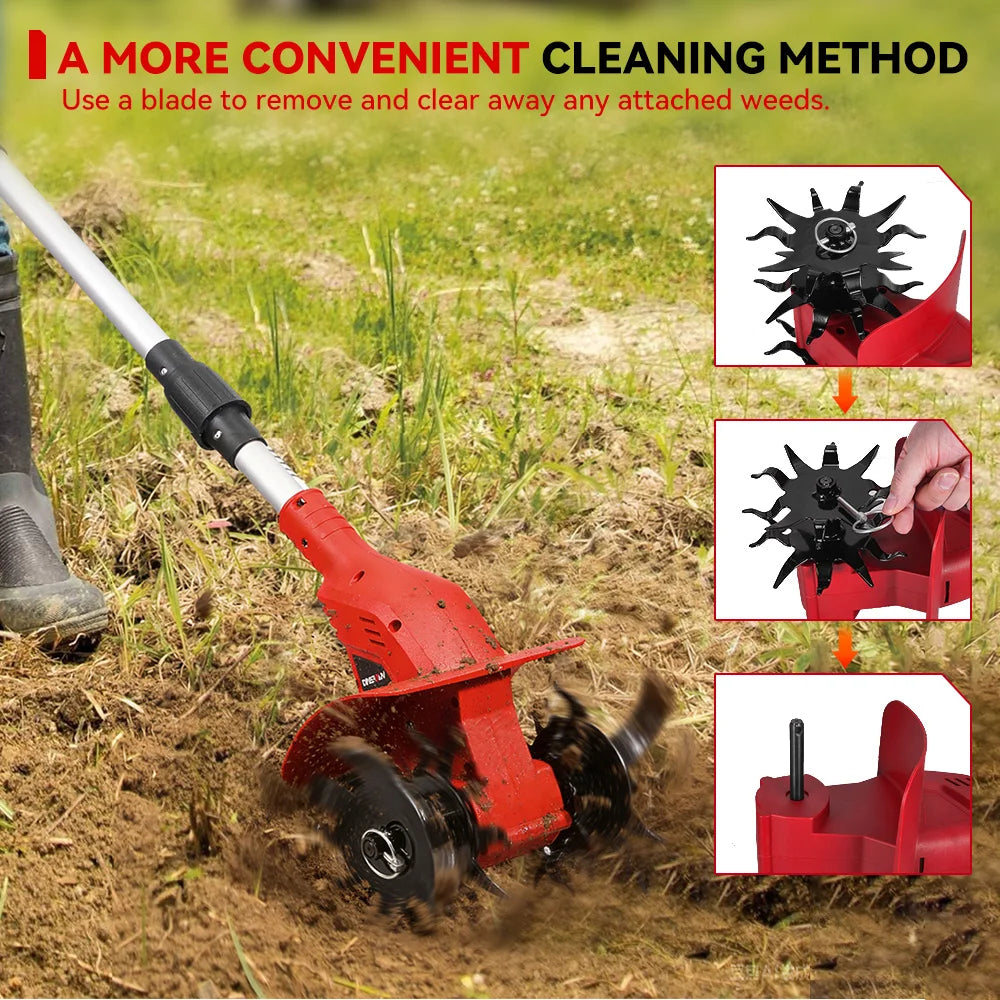 Motoculteur Électrique ONEVAN 1600W Sans Fil – Puissant, Silencieux, Idéal pour Jardin et Potager (Brushless + Double Lame)