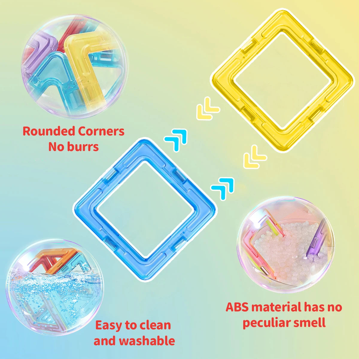 Blocs de construction magnétiques (Carré & Triangle)  pour enfants de 3 ans et plus, bon pour cadeau d'anniversaire