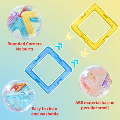 Blocs de construction magnétiques (Carré & Triangle)  pour enfants de 3 ans et plus, bon pour cadeau d'anniversaire