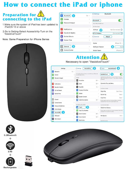 Souris sans fil Bluetooth – Silencieuse et universelle.