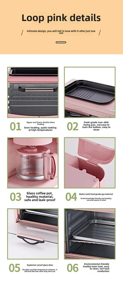 Four multifonction, four à micro-ondes, machine à petit-déjeuner, cuiseur vapeur et four, machine à café intégrée avec poêle à frire