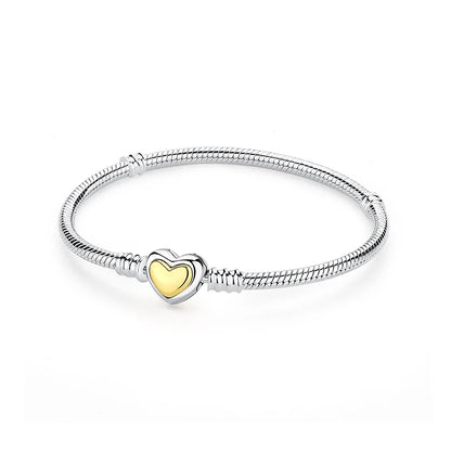 Bracelet jonc en argent 925 avec breloque cœur — Élégance intemporelle