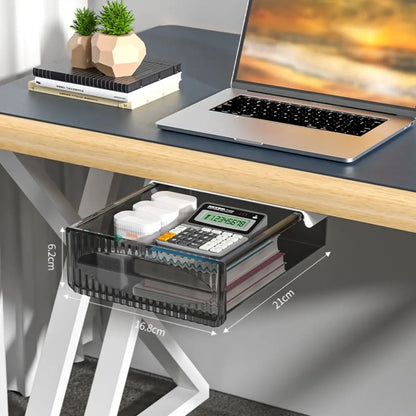 Étagère de rangement invisible, boîte de rangement coulissante à suspendre sous le Bureau, Table ou tiroir de grande capacité.