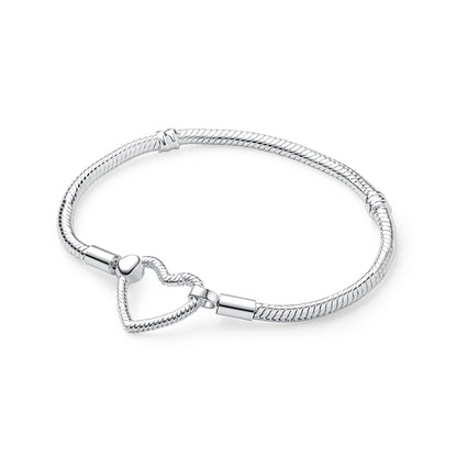 Bracelet jonc en argent 925 avec breloque cœur — Élégance intemporelle