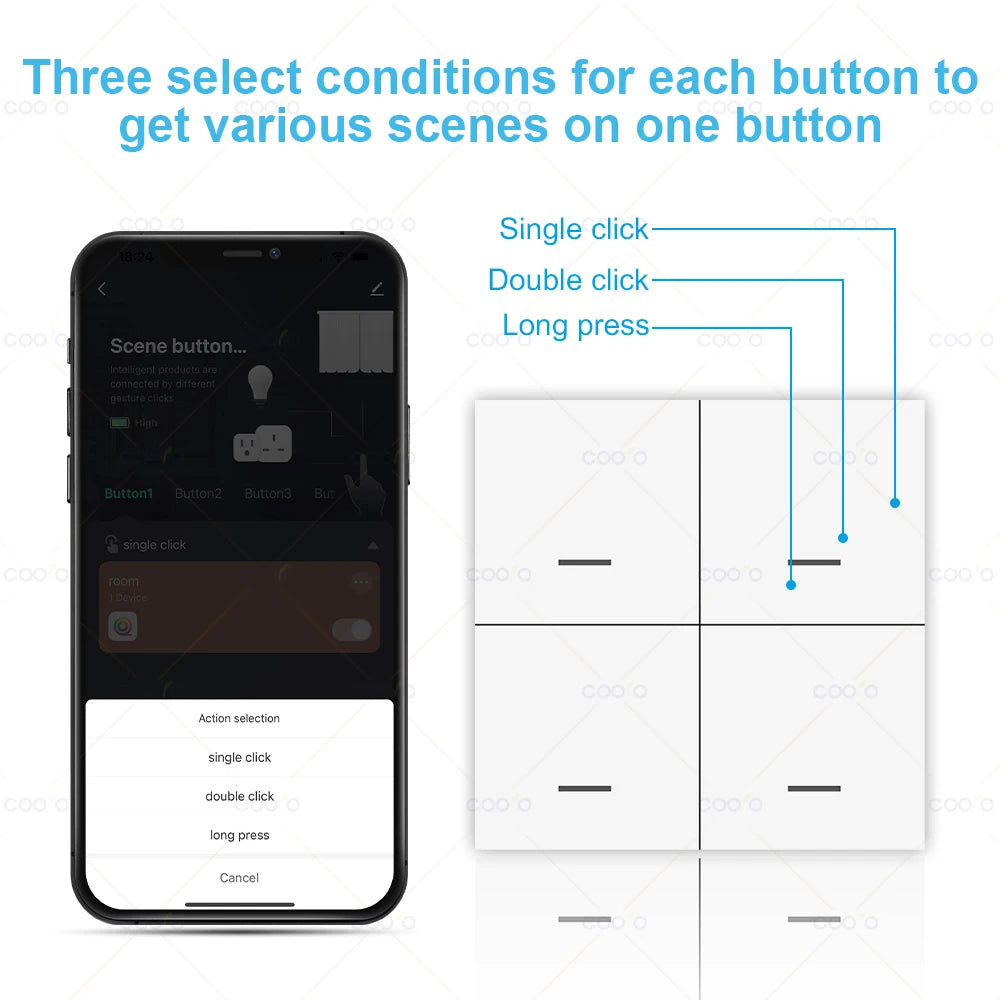 Interrupteur intelligent 4 boutons – maison connectée facile.