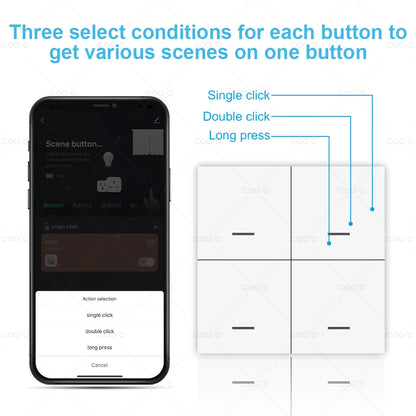 Interrupteur intelligent 4 boutons – maison connectée facile.