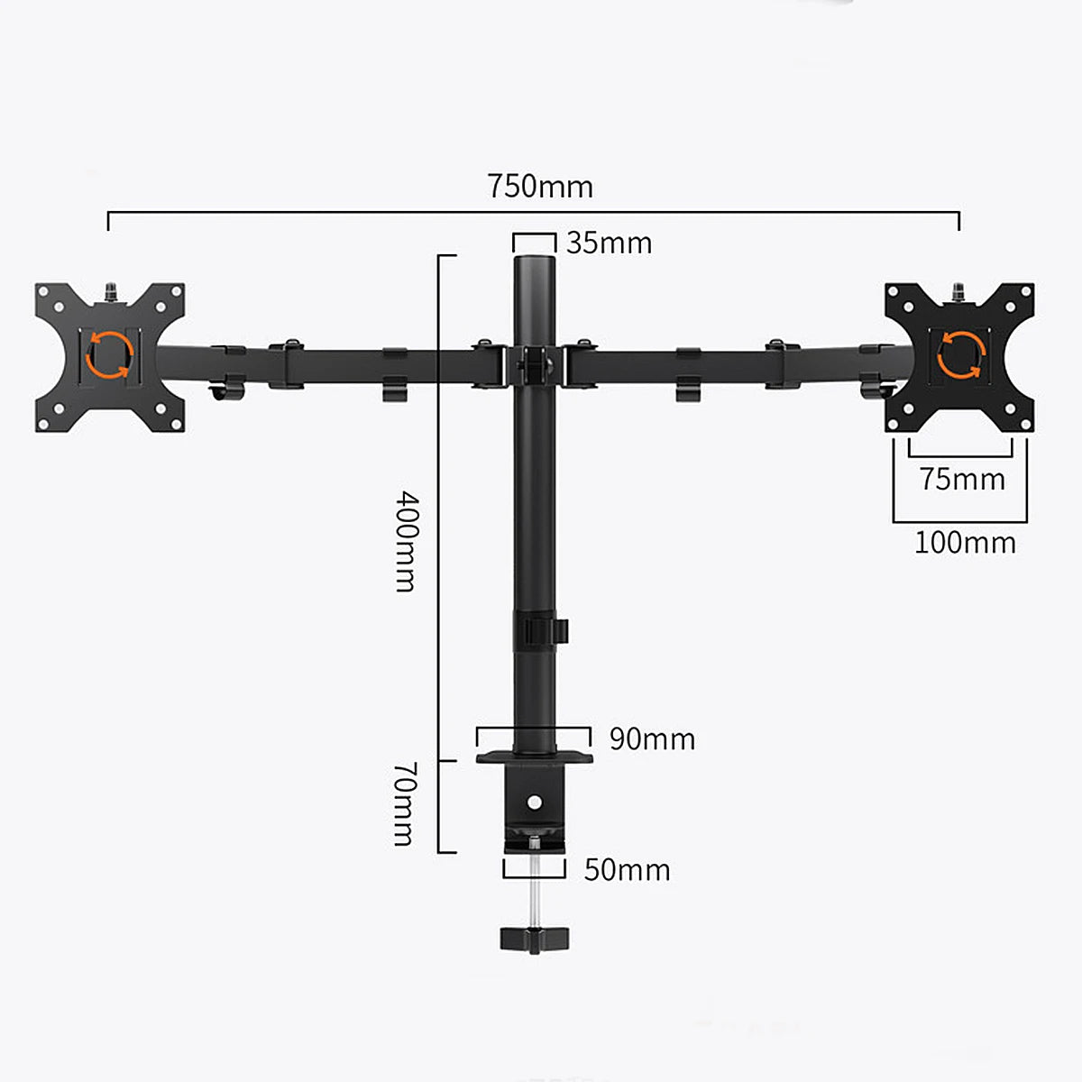 Support double écrans à double bras MS02N, rotation à 360° pour télévision ou écrans d'ordinateur de bureau de 10 à 30 pouces, hauteur réglable