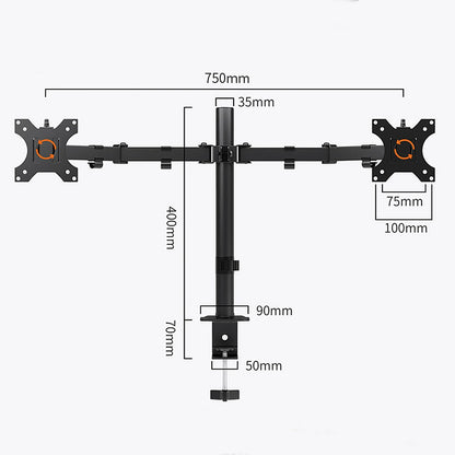 Support double écrans à double bras MS02N, rotation à 360° pour télévision ou écrans d'ordinateur de bureau de 10 à 30 pouces, hauteur réglable