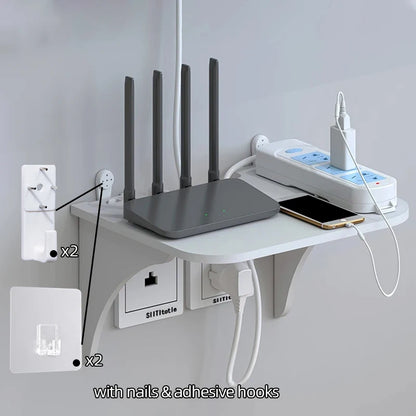 Étagère murale flottante avec crochet pour routeur, caméra, multiprise, projecteur, décodeur, support de rangement suspendu, organisateur pour la maison et le bureau