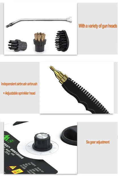 Nettoyeur vapeur portatif 2500 W haute température pour climatiseurs, hottes de cuisine, voitures, sols et plus encore