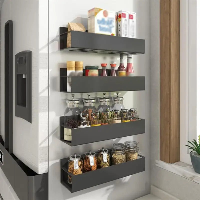 Étagère magnétique pour frigo – rangement épices gain de place.