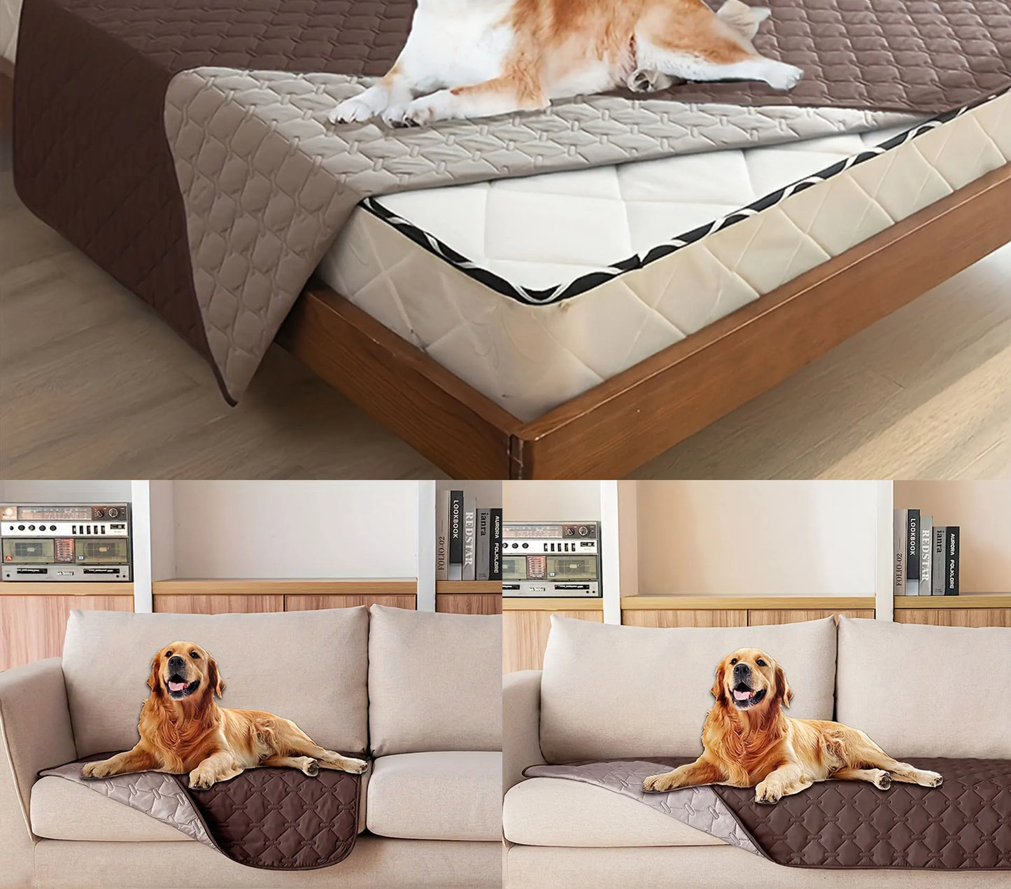 Housse de couchage pour chien réversible 100 % double face, idéale pour protéger canapé, fauteuil et meubles des animaux de compagnie (enfants, chiens et chats).