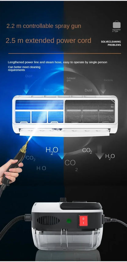 Nettoyeur vapeur portatif 2500 W haute température pour climatiseurs, hottes de cuisine, voitures, sols et plus encore