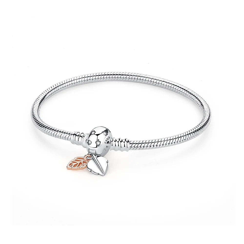 Bracelet jonc en argent 925 avec breloque cœur — Élégance intemporelle
