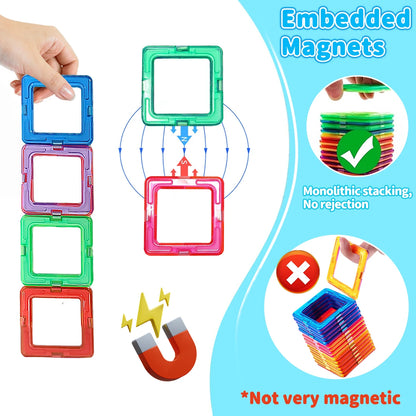 Blocs de construction magnétiques (Carré & Triangle)  pour enfants de 3 ans et plus, bon pour cadeau d'anniversaire