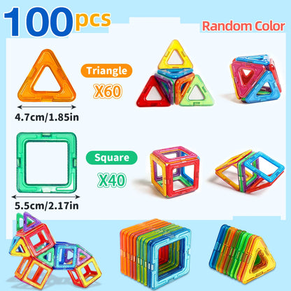 Blocs de construction magnétiques (Carré & Triangle)  pour enfants de 3 ans et plus, bon pour cadeau d'anniversaire