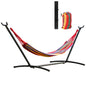 Hamac Outsunny avec support en acier portable, hauteur réglable sur 6 niveaux, sac de transport inclus, supporte jusqu'à 120 kg, pour jardin, multicolore.