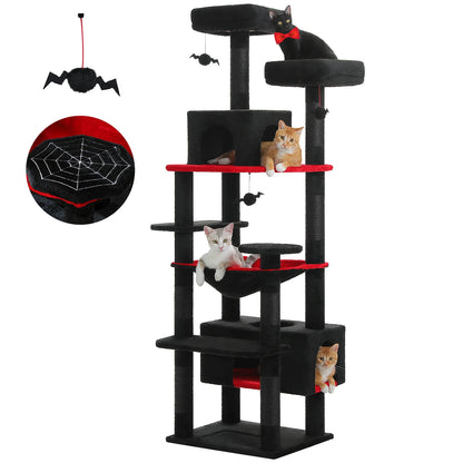 Grand arbre à chat multi-niveaux avec hamac, niches et griffoirs en sisal
