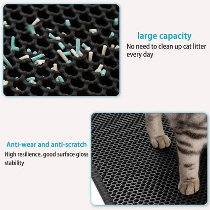 Tapis de litière double couche pour chat — Étanche, antidérapant et facile à nettoyer