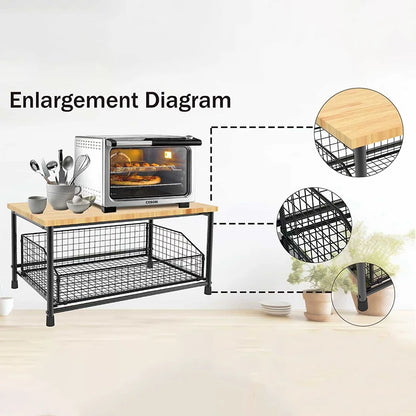 Organisateur de comptoir de cuisine – Étagère multifonction pour micro-ondes, épices, machine à café et imprimante.