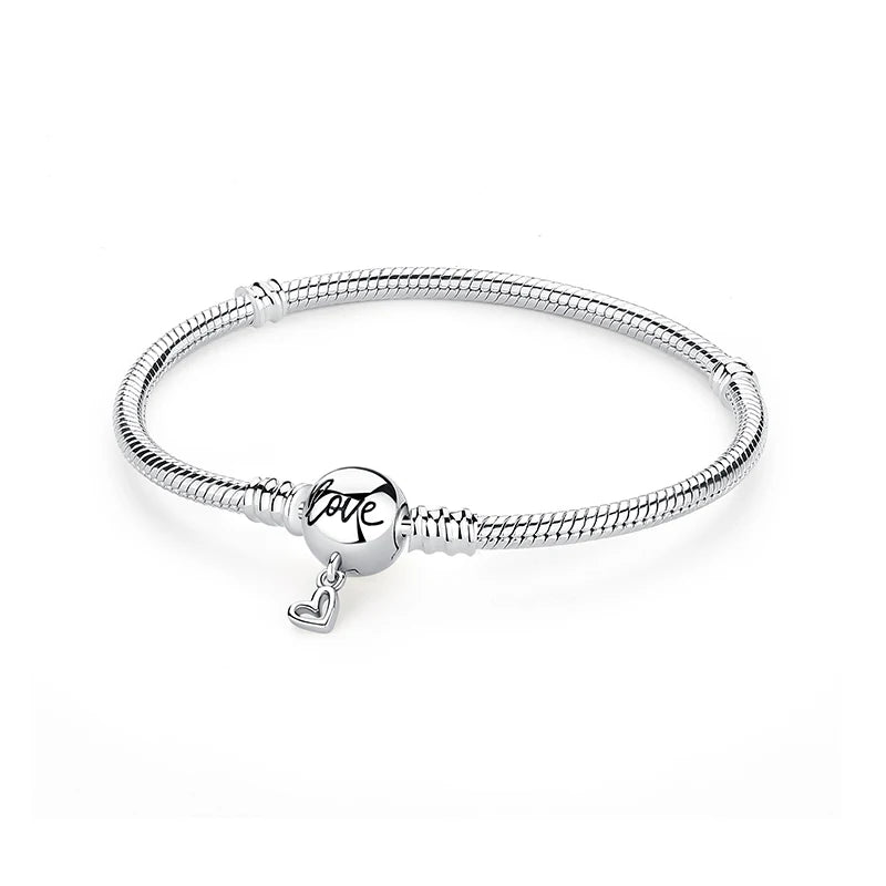 Bracelet jonc en argent 925 avec breloque cœur — Élégance intemporelle