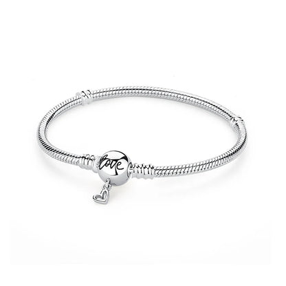 Bracelet jonc en argent 925 avec breloque cœur — Élégance intemporelle