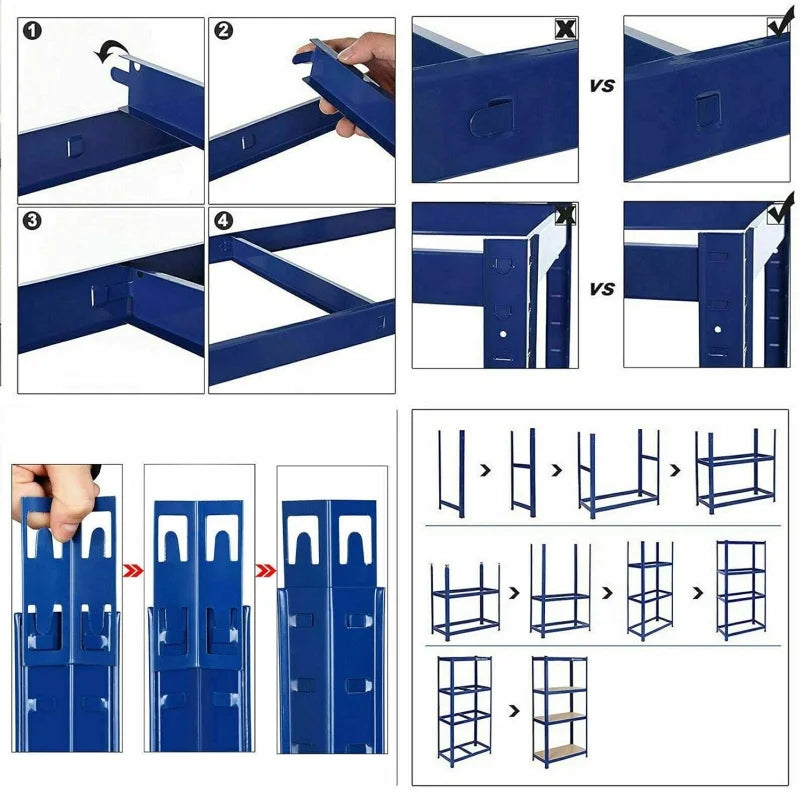 Étagère métallique robuste 5 niveaux réglables — Rack de stockage garage haute capacité