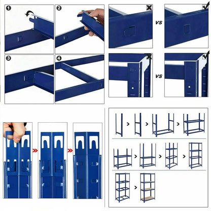 Étagère métallique robuste 5 niveaux réglables — Rack de stockage garage haute capacité