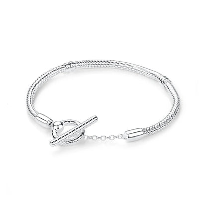 Bracelet jonc en argent 925 avec breloque cœur — Élégance intemporelle